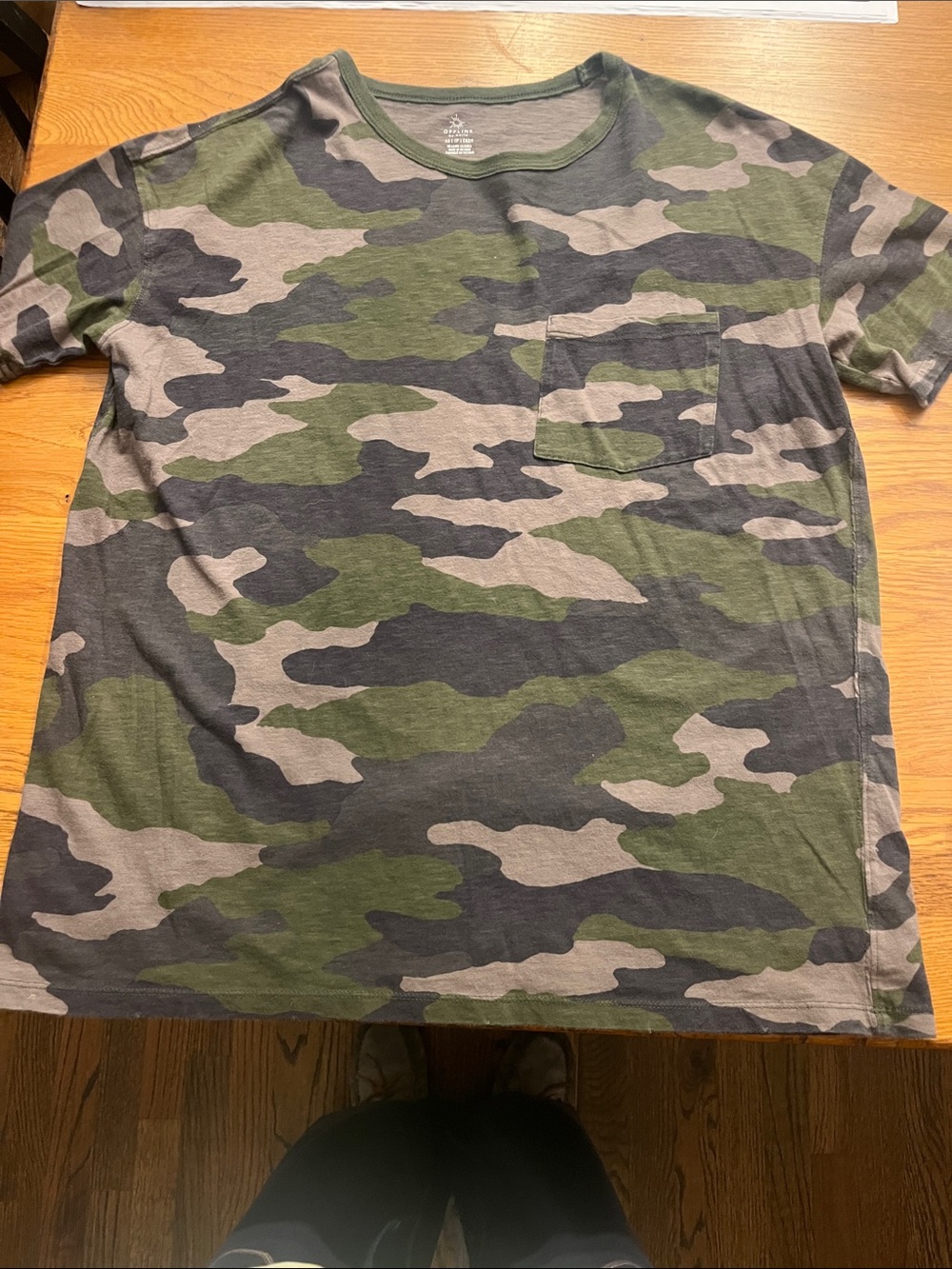 Camouflage Crew Neck Pocket T-Shirt - Green/Gray